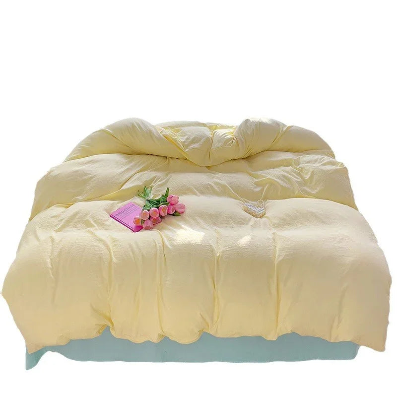 Class A Washed Cotton Four-piece Set Pure Color Duvet Cover Sheets EX-STOCK Canada