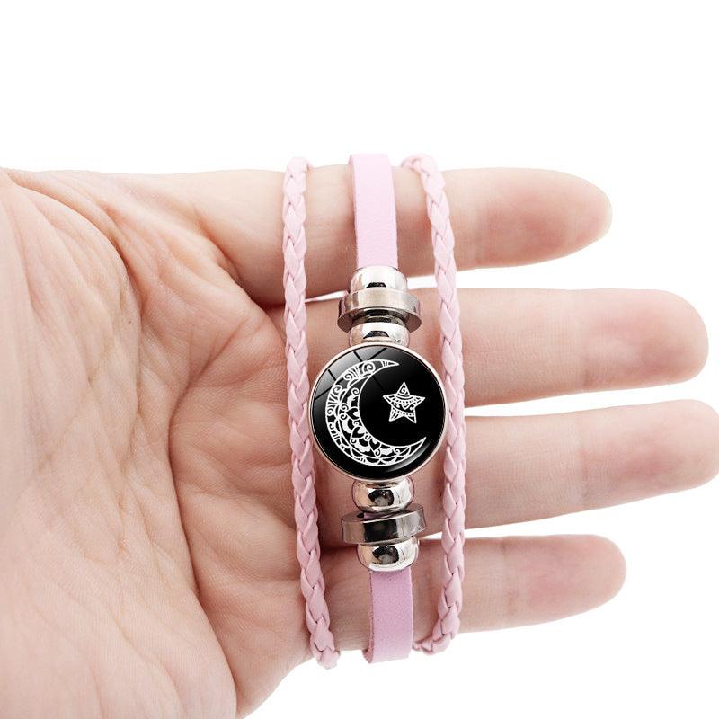 Pulsera de cuero pareja amantes del Sol y la Luna luminosa - EX-STOCK Canada