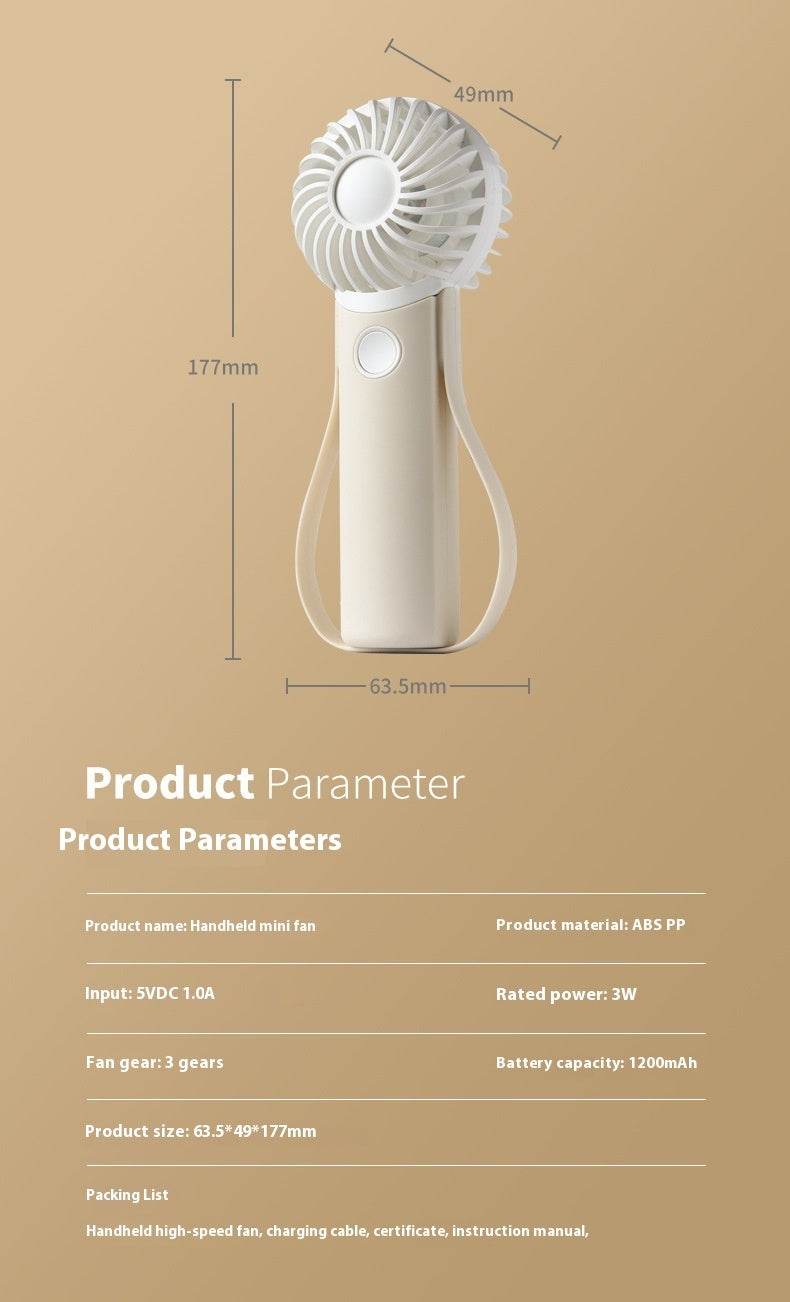 Handheld Fan Portable Silicone Handle Fixed Neck Mini - EX-STOCK Canada