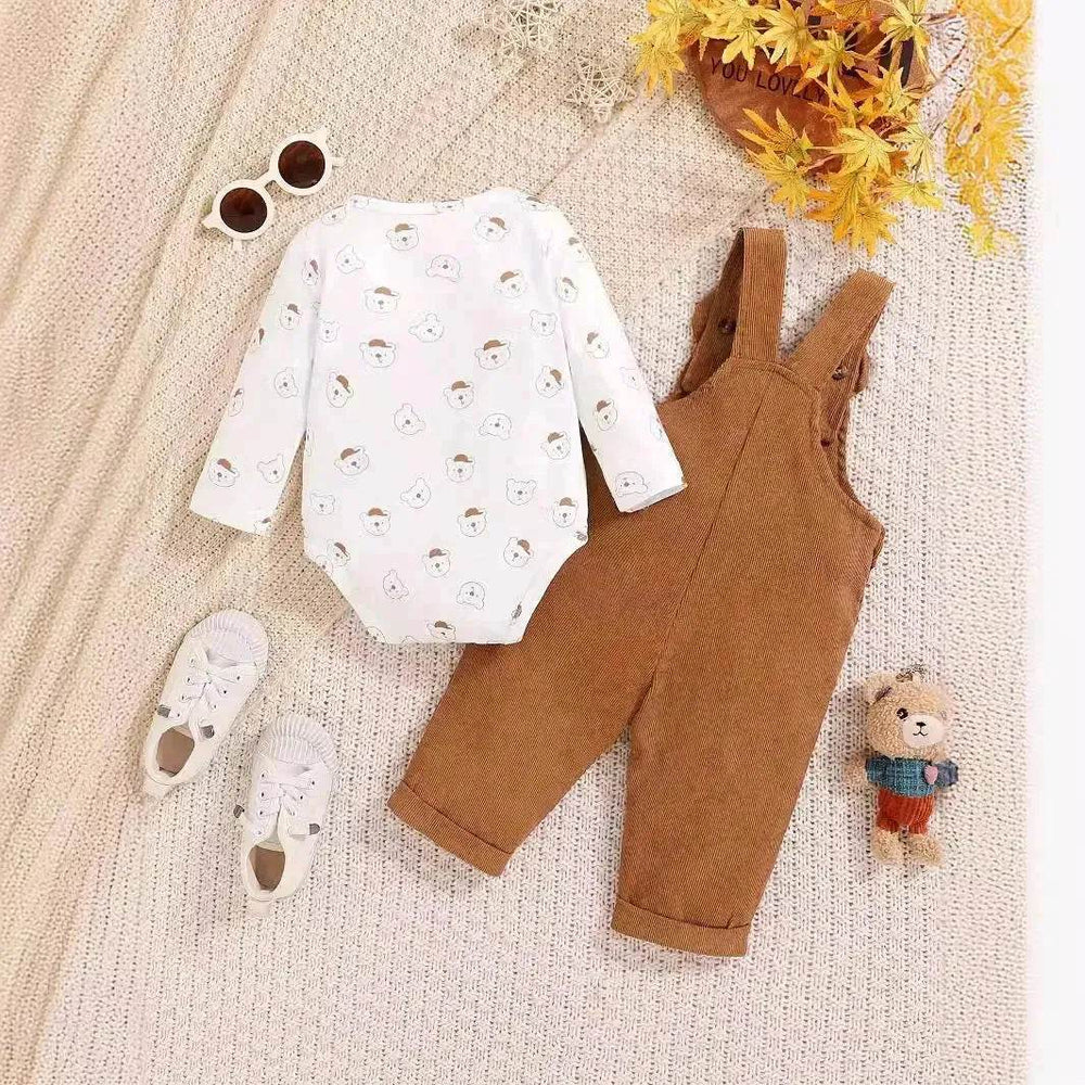 Cute Baby Bear Printed Romper Overalls Suit for baby girl - EX-STOCK Canada