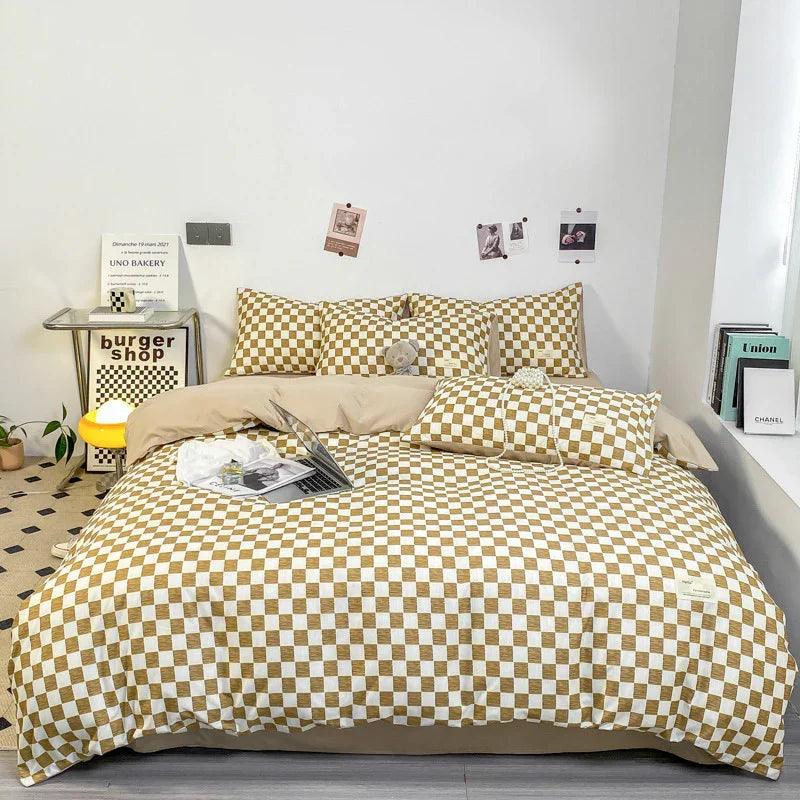 Solid Color Double Stitching Washed Cotton Duvet Cover Bedding EX-STOCK Canada