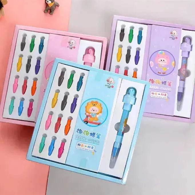 12 Color Bubble Crayon Painting Graffiti Seal for Children - EX-STOCK Canada