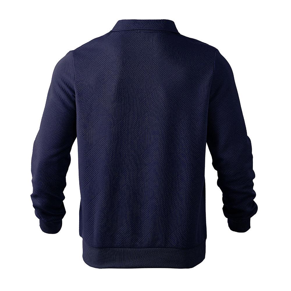 Sudadera de medio cierre con cuello de solapa y jacquard, moda, color sólido, manga larga, ropa para hombresEX-STOCK Canada