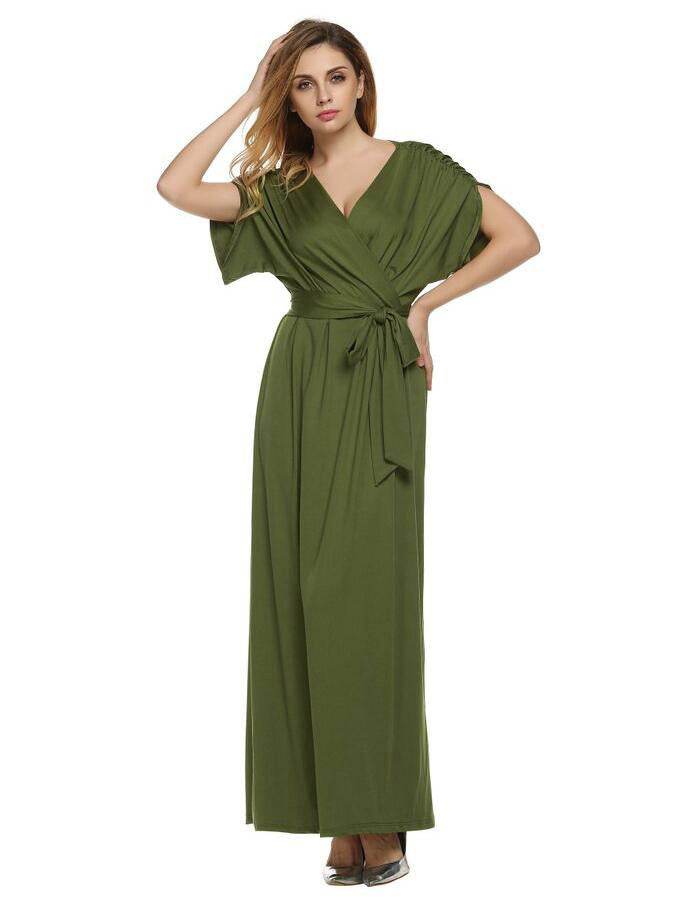 4XL Big Size Dress Elegant Women Long wrap Dresses Summer Dresses - EX-STOCK Canada