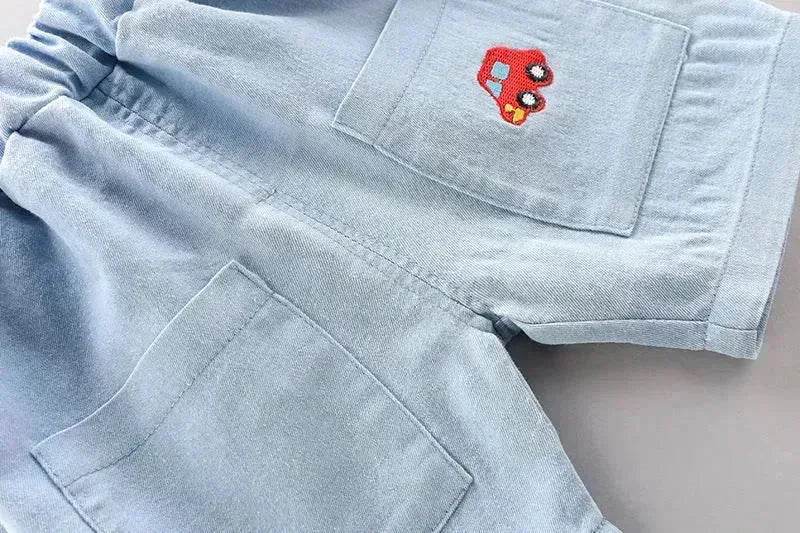 Boys' Summer Short Sleeve Korean Style Lapel Polo Shirt and Short Pant Two piece for boys - EX-STOCK Canada