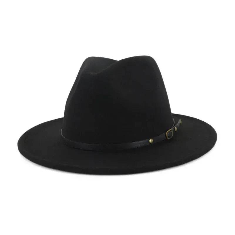 European And American Popular Woolen Top Color Matching Flat Brim Fedora Jazz Hat - EX-STOCK Canada