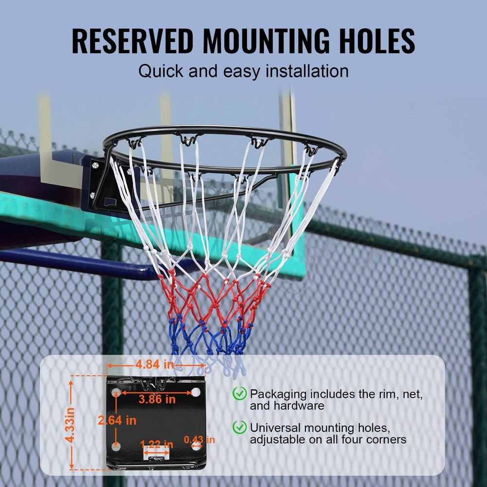 Basketball Rim, Wall Door Mounted Basketball Hoop, Heavy Duty Q235 Basketball Flex Rim Goal Replacement With Net And Double Spring, Standard 18 Indoor Outdoor Hanging Hoop For Kids Adults - EX-STOCK Canada
