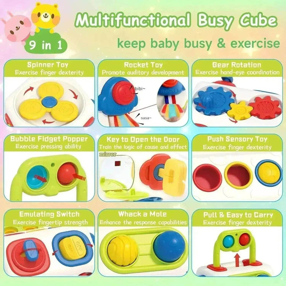 9 In 1 Busy Cube Baby & Toddler Montessori Sensory Toy - EX-STOCK Canada