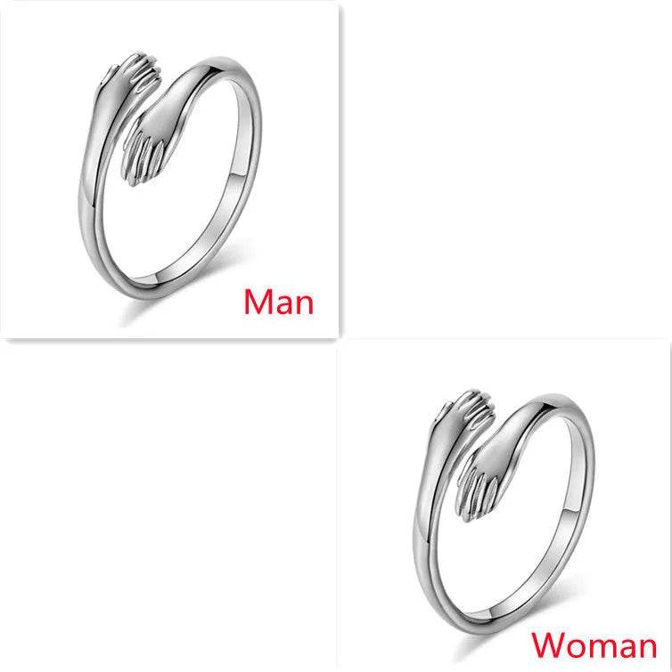 Alloy Simple Hands Hug Ring Opening Adjustable Jewelry - EX-STOCK Canada