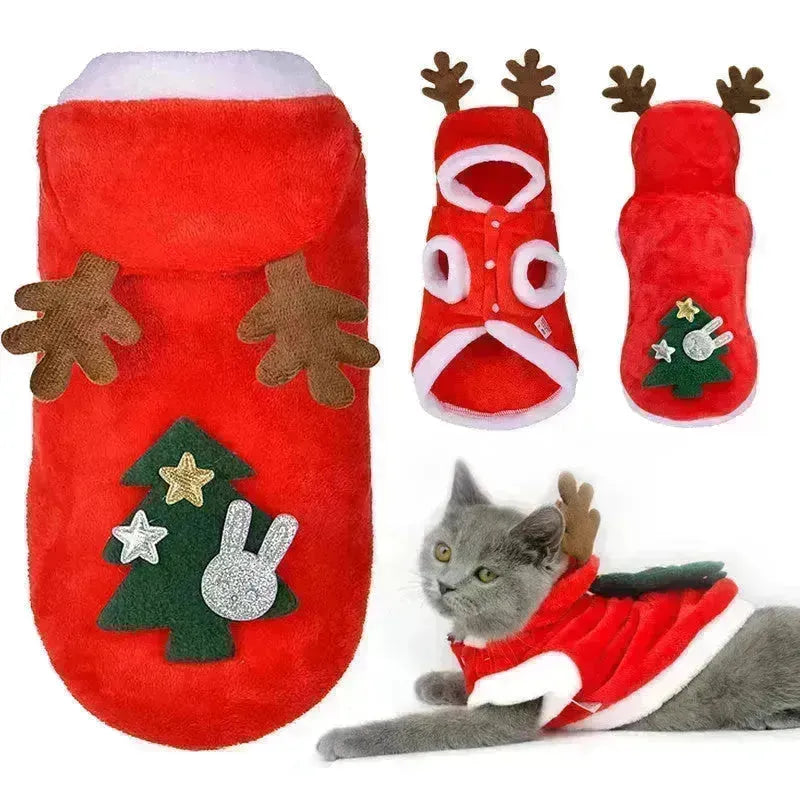 Vêtements de Noël de wapitis de flanelle pour animaux de compagnie