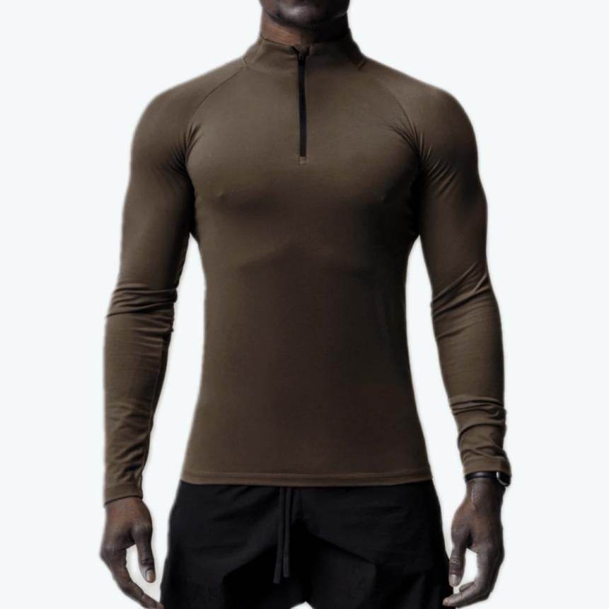 Men Quick Drying Long Sleeve Half Zip Activewear Muscle Fitted shirt Workout Gym T-shirt Top - EX-STOCK Canada