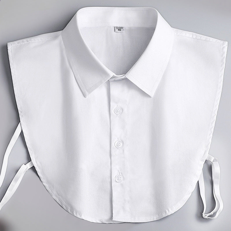 White shirt collar on a gray background