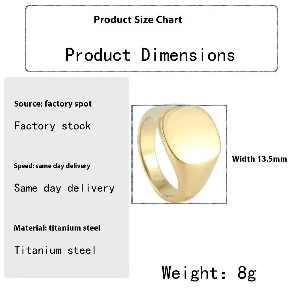 European And American Style Minimalist Titanium Steel Smooth Seal Ring for Men and Women - EX-STOCK Canada