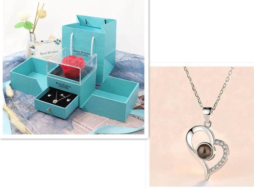 Hot Valentine's Day Gifts Metal Rose Jewelry Gift Box Necklace For Wedding Girlfriend Necklace Gifts - EX-STOCK Canada