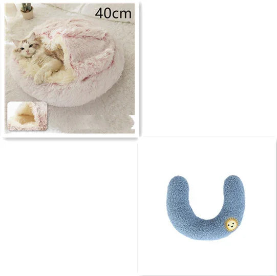 Cama para Perros y Gatos 2 en 1 Cama de Invierno para Mascotas Redonda de Felpa Cálida Suave Cama de Felpa Larga para Mascotas Productos para MascotasEX-STOCK Canada