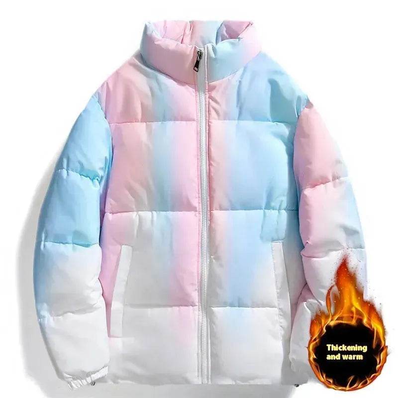 Fashion Stand-up Collar Gradient Coat Couples Winter Warm Plush Thickened Jacket With Pockets Loose Outwear Top For Women Men Clothing - EX-STOCK Canada
