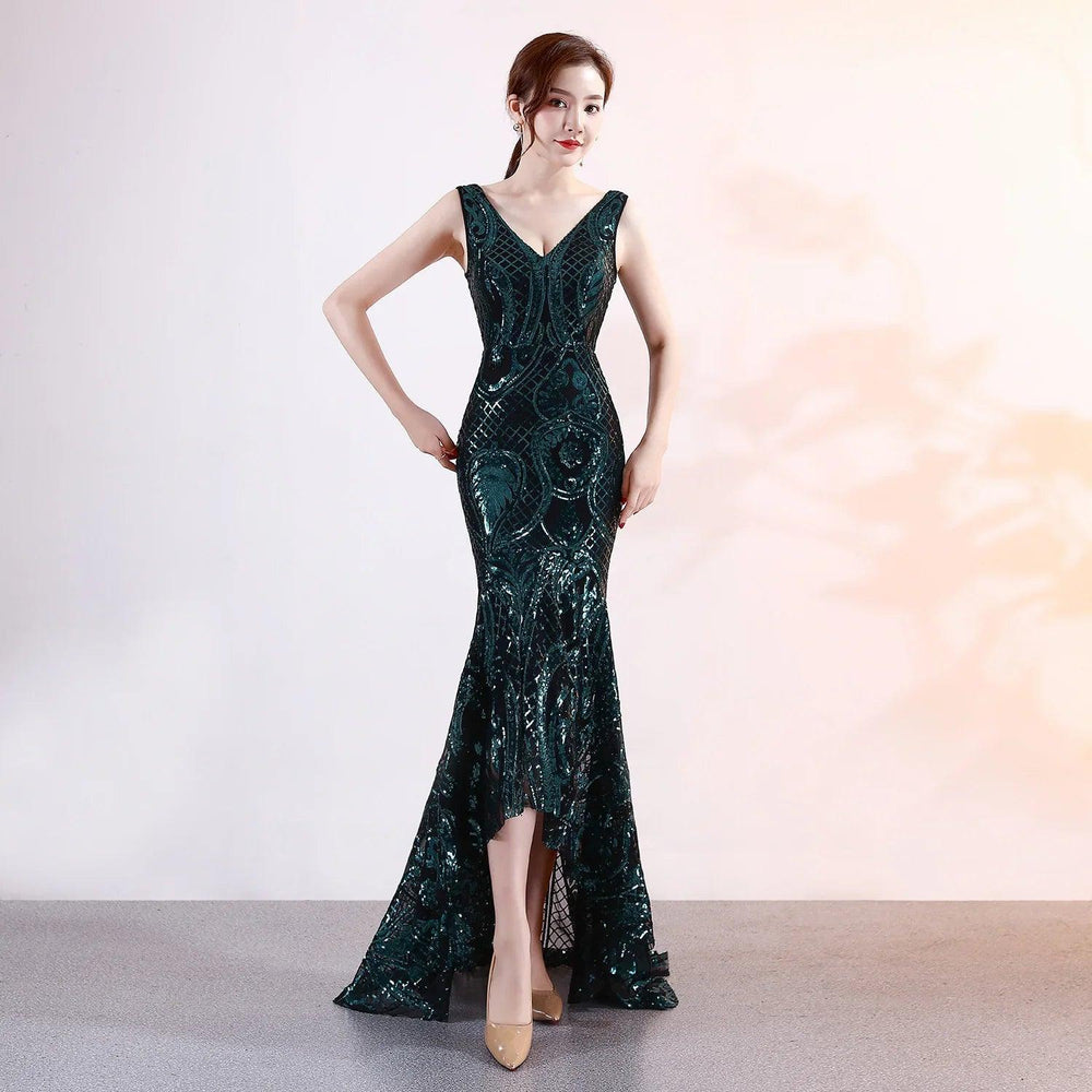 Evening Female V-neck Sexy Night Show Ladies Party Dinner Dress Host EX-STOCK Canada