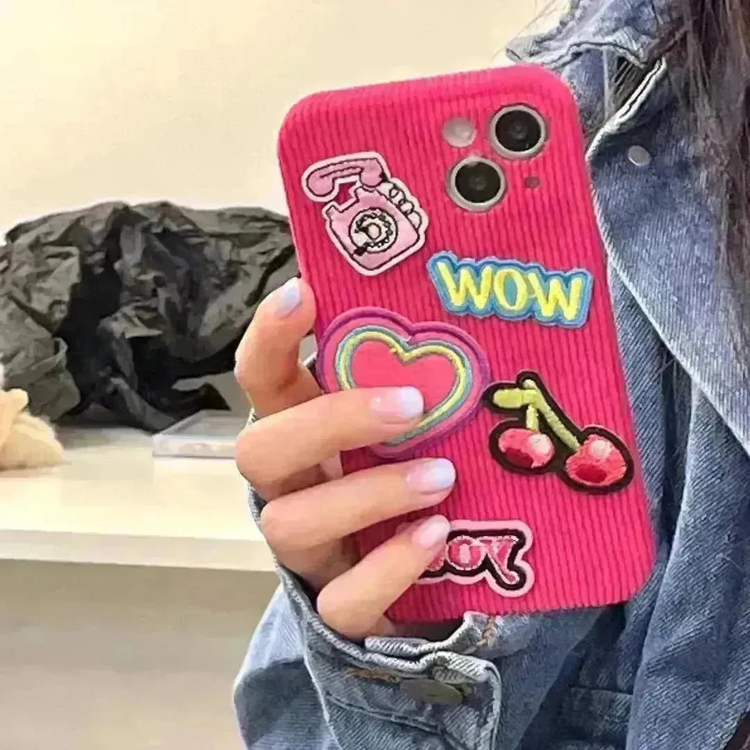 Embroidered Love Cherry Patch iphone Case women - EX-STOCK CANADA
