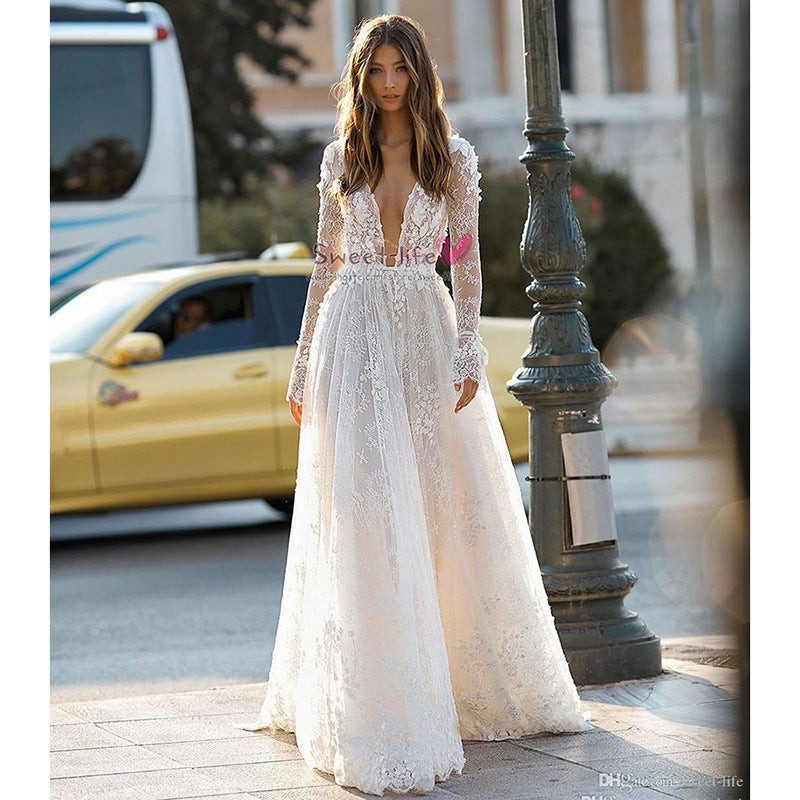 Vestido de Fiesta de Noche con Encaje y Mangas Largas para Boda de MujerEX-STOCK Canada