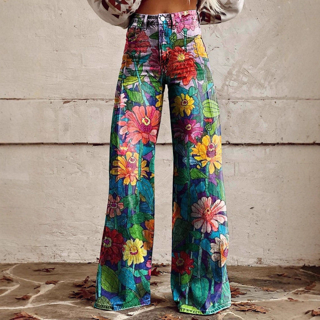 Plus-size Womens Casual Pants Lightweight Denim-look