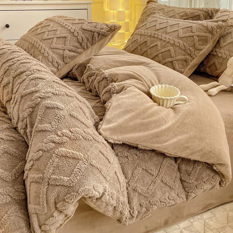 Winter Thickened Tailian Milk Fiber Soft Thermal Duvet Cover Sheets EX-STOCK Canada