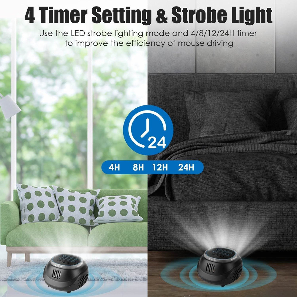 1Pc Ultrasonic Rodent Chaser Rat Repellent Pest Driver Mouse Control Squirrel Repeller With 4 Modes 4-65KHz Strobe Light 4 Timer 1292sq.ft. Coverage For Rodent Mouse Rats Squirrels Bats - EX-STOCK Canada