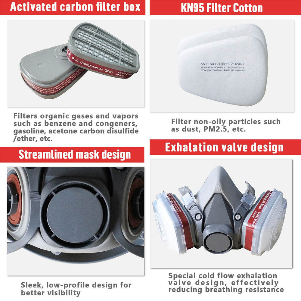 7in1 Half Face Gas Mask Facepiece Spray Painting Respirator Reusable Safety protective mask - EX-STOCK Canada