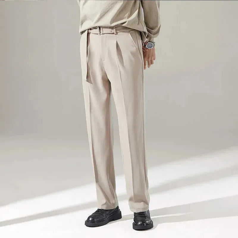 Detachable Belt Draping Wide-leg Suit Chinos Trouser For Men - EX-STOCK CANADA