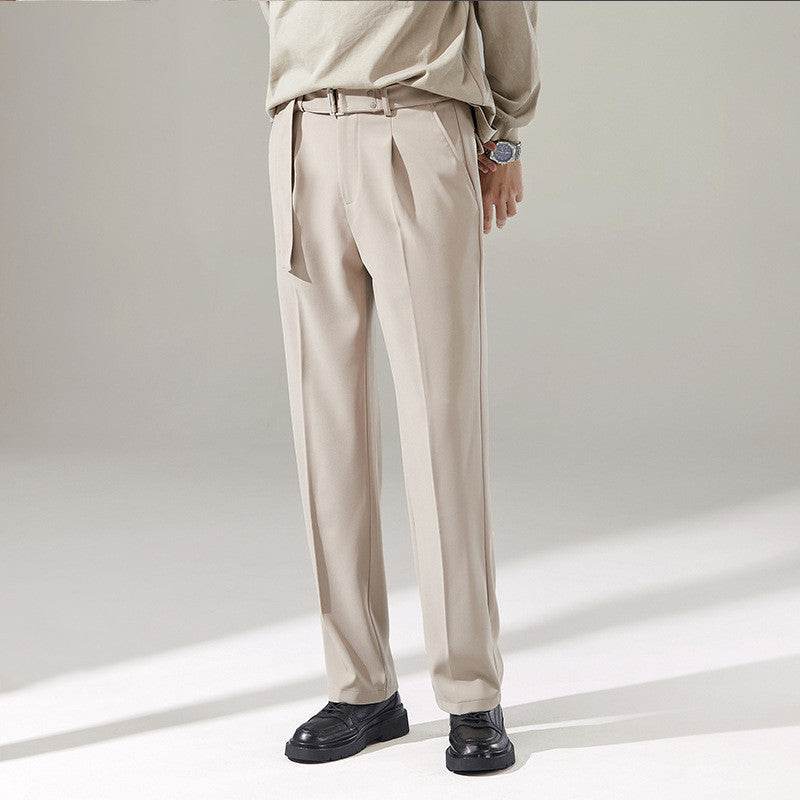 Detachable Belt Draping Wide-leg Suit Chinos Trouser For Men - EX-STOCK Canada