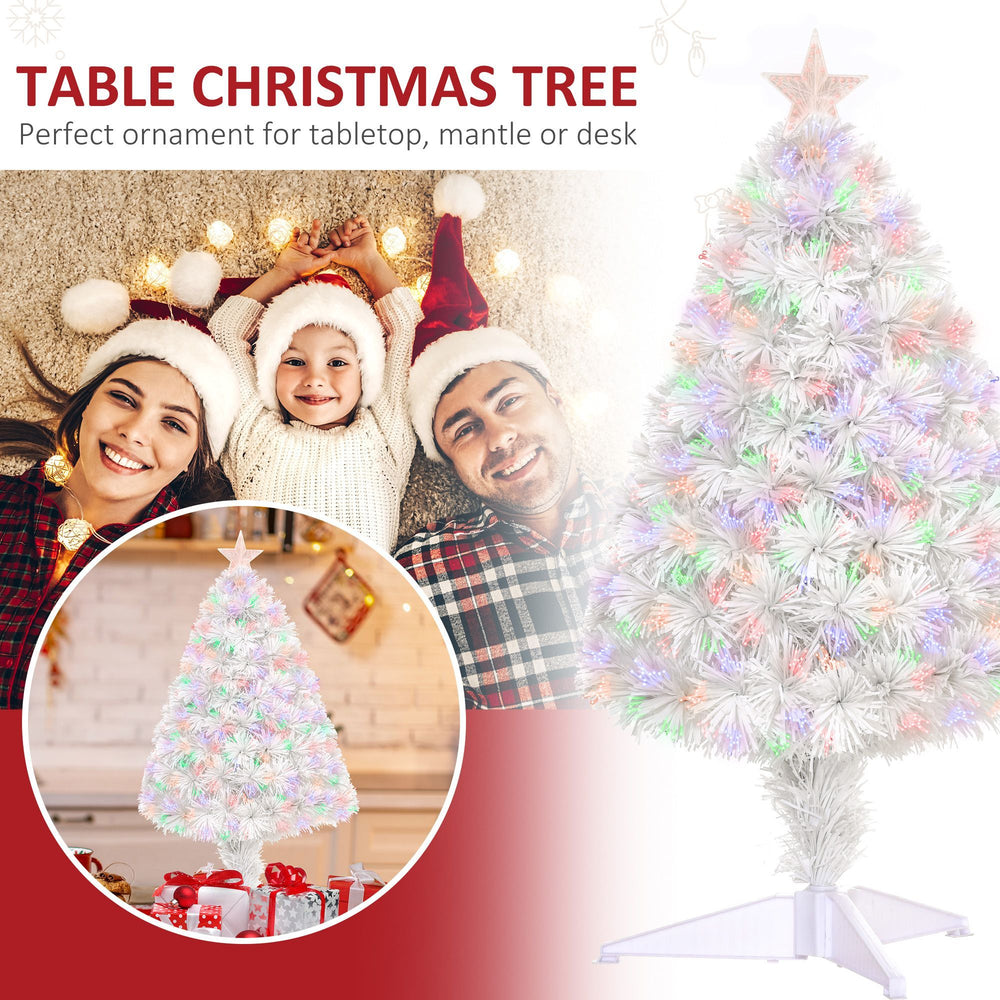 2.5FT Prelit Artificial Tabletop Christmas Tree With Fibre Optics Holiday Home Xmas Decoration For Table And Desk White EX-STOCK Canada