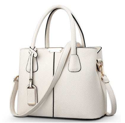 Women's PU Leather Lychee Pattern Shoulder Bag – Portable Crossbody Messenger Bag white