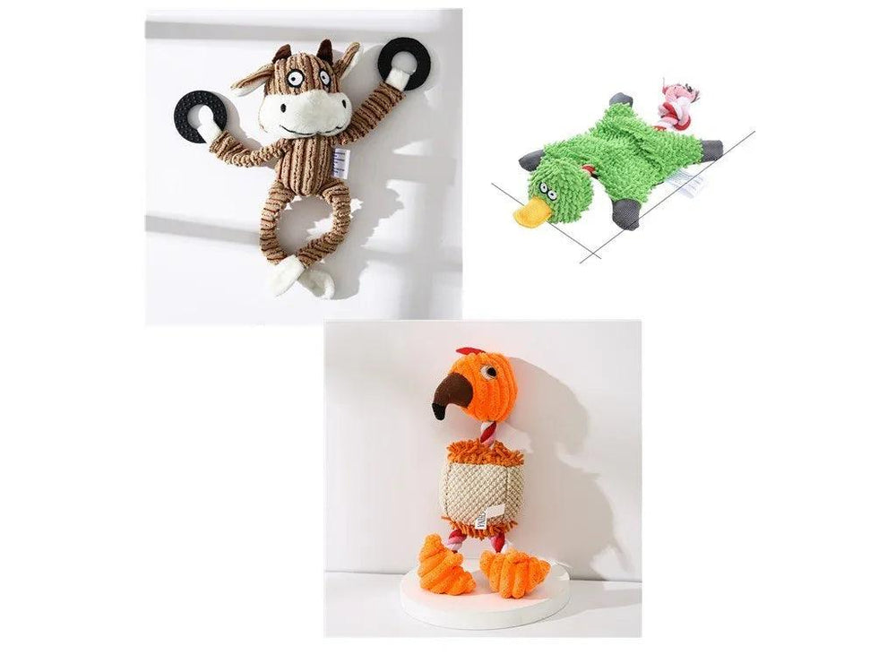 Pet Toy Donkey Shape Corduroy Chew Toy For Dogs Puppy Squeaker Squeaky Plush Bone Molar Dog Toy Pet Training Dog EX-STOCK Canada