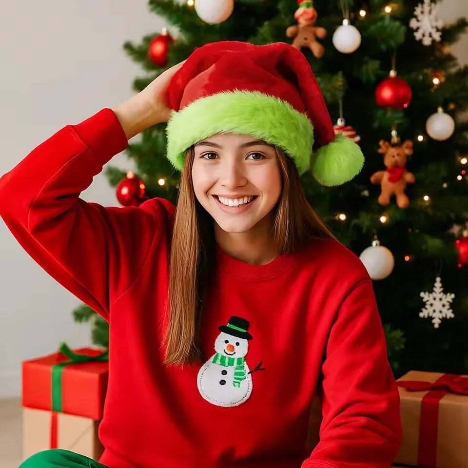 Plush Santa Hats Velvet Christmas Hat Thicken Plush Xmas Holiday Hat With Lined New Year Festive Party EX-STOCK Canada