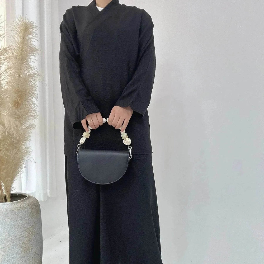 Plain Color Casual Lace Up Middle East Dubai Top And Skirt Suit Eid Abaya Jilbab Hijab Abaya for ArabWomen - EX-STOCK Canada