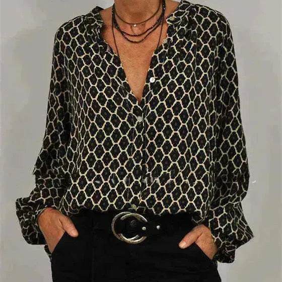 Women's blouse V-neck Long Sleeve Stylish Button down Blouse shirt - EX-STOCK Canada