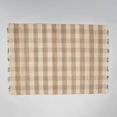 Artisan Hand Woven Jute Cotton Grey Plaid Rug-5X7 Ft - EX-STOCK Canada