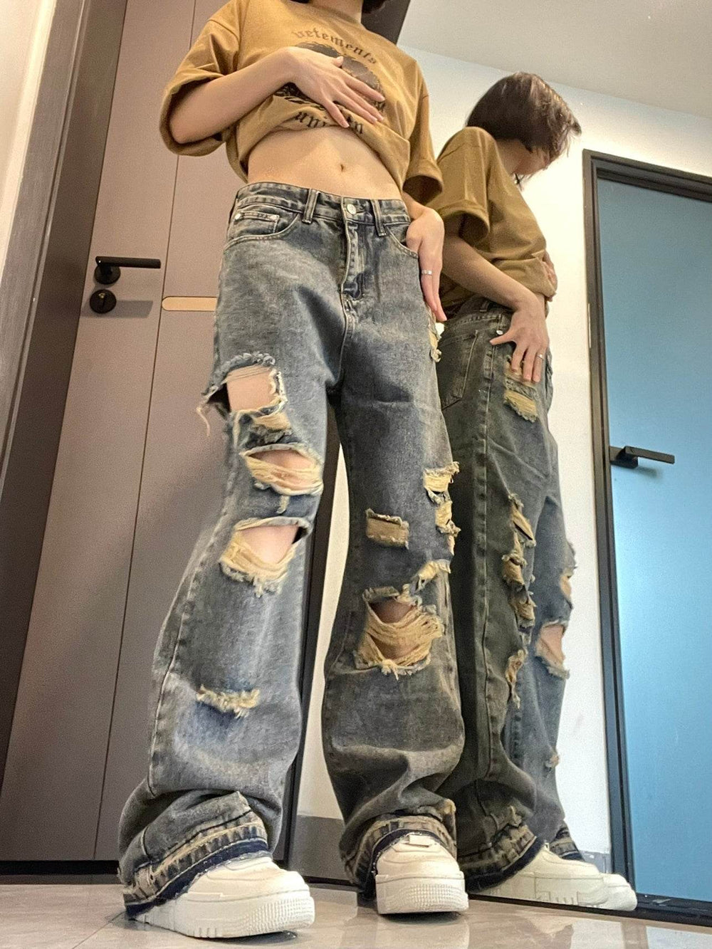 Ripped Jeans For Women Baggy Denim Boyfriend Jeans - EX-STOCK Canada