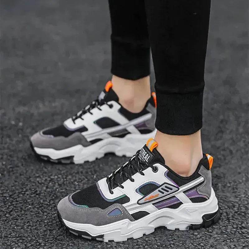 Black White Lace-up Sneakers Men Outdoor Breathable Casual Mesh Shoes Lightweight Running Sports Shoes - EX-STOCK Canada