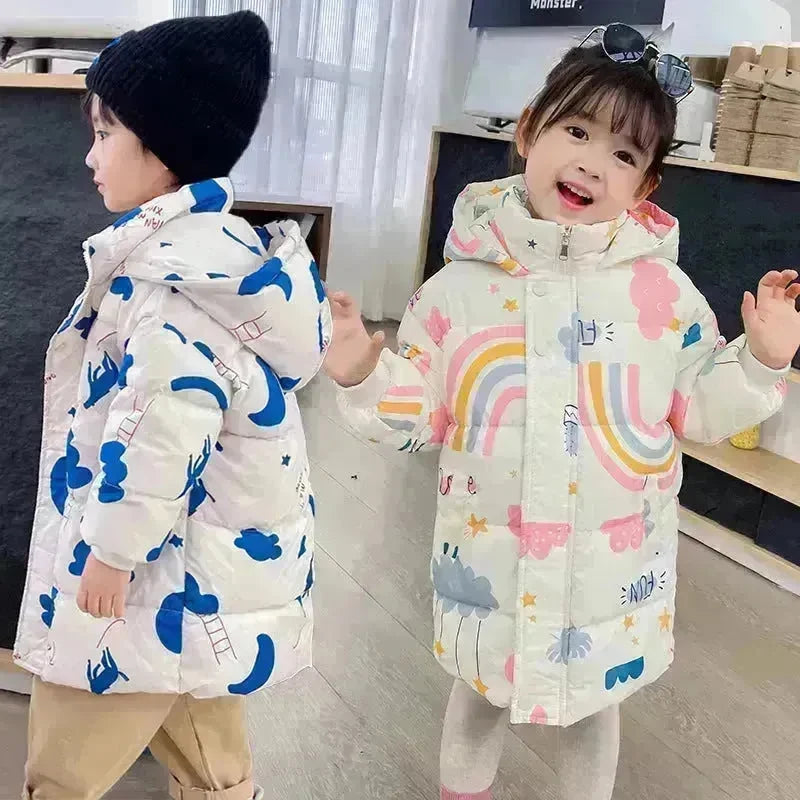 New Style Children's Down Jacket Middle Long Cute Thickened Cotton - EX-STOCK CANADA