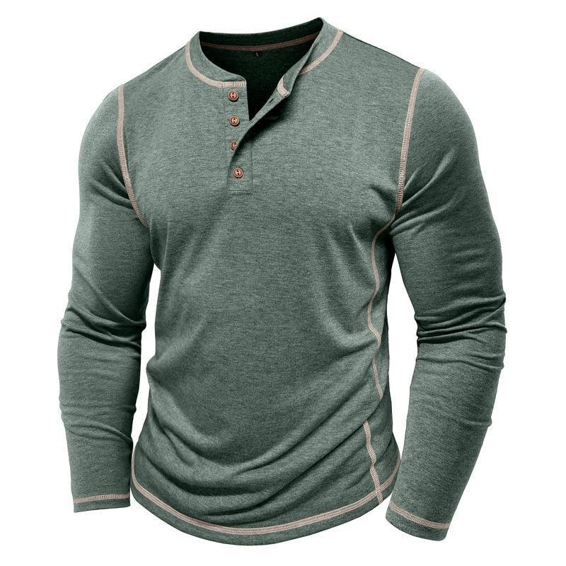 European And American Men's Henley Shirt With Four-button Top EX-STOCK Canada