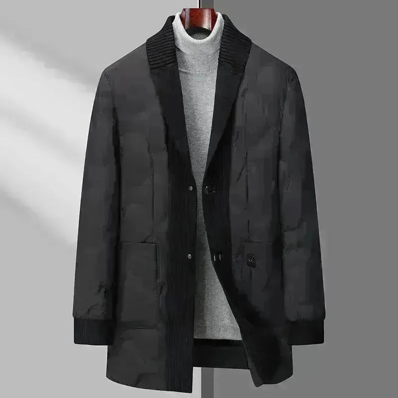 Light Luxury Men's Mid-length Down Jacket Dad Wear Winter jacket
