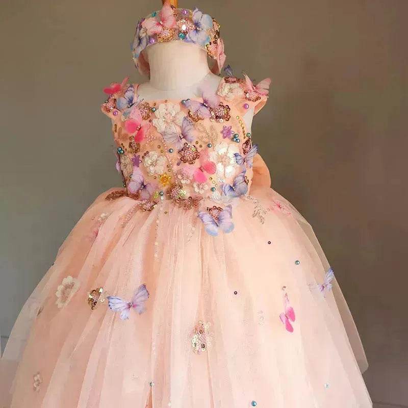 meshki birthday dress Children's Handmade Flower Fashion Special Princess Ball Gown