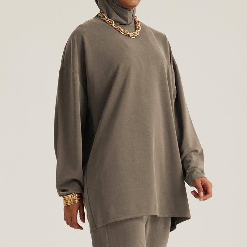 Middle Eastern Muslim Women's Loose Outerwear Long Sleeve Pants Suit - EX-STOCK Canada