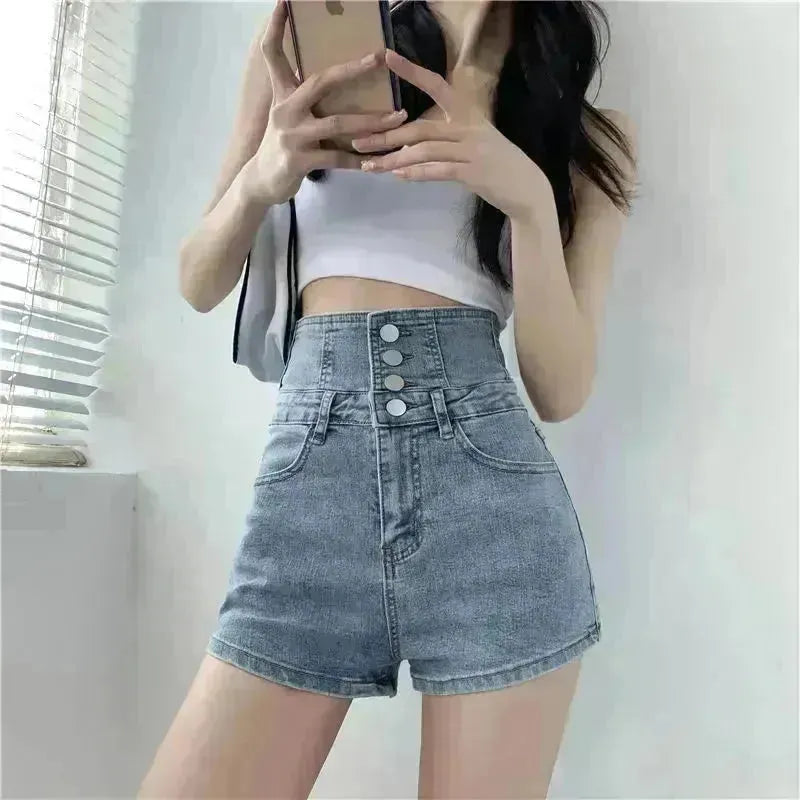 Summer High Waist Denim Corde Short pour femmes
