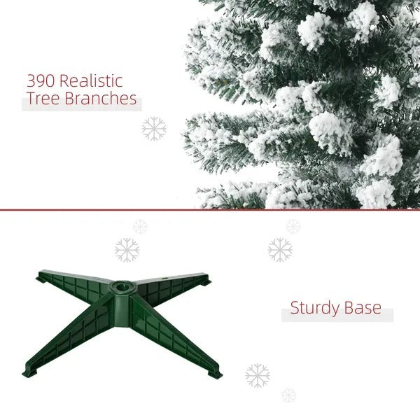6ft Tall Pencil Artificial Christmas Tree, Holiday Decor With Snow Flocked Branches, Green EX-STOCK Canada