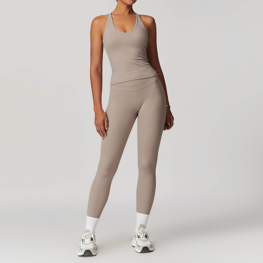 2pcs Nude feel short sleeve Workout Clothes for women Yoga Gym Clothes set - EX-STOCK Canada
