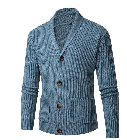 Suéter de cuello con solapa de manga larga de un solo pecho Ropa de hombreEX-STOCK Canada