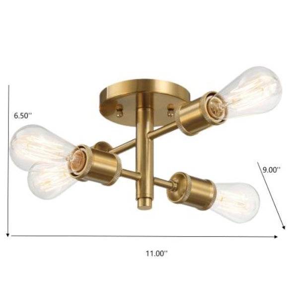 Ephemeral Four Lights Semi Flush Mount Retro Hallway Kitchen Bedroom Living Room Ceiling Pendant 11 W X 6.5 H - EX-STOCK Canada