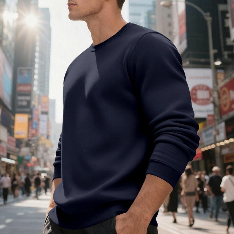 Fleece-lined Crew Neck Sweater Male Loose Casual Top EX-STOCK Canada
