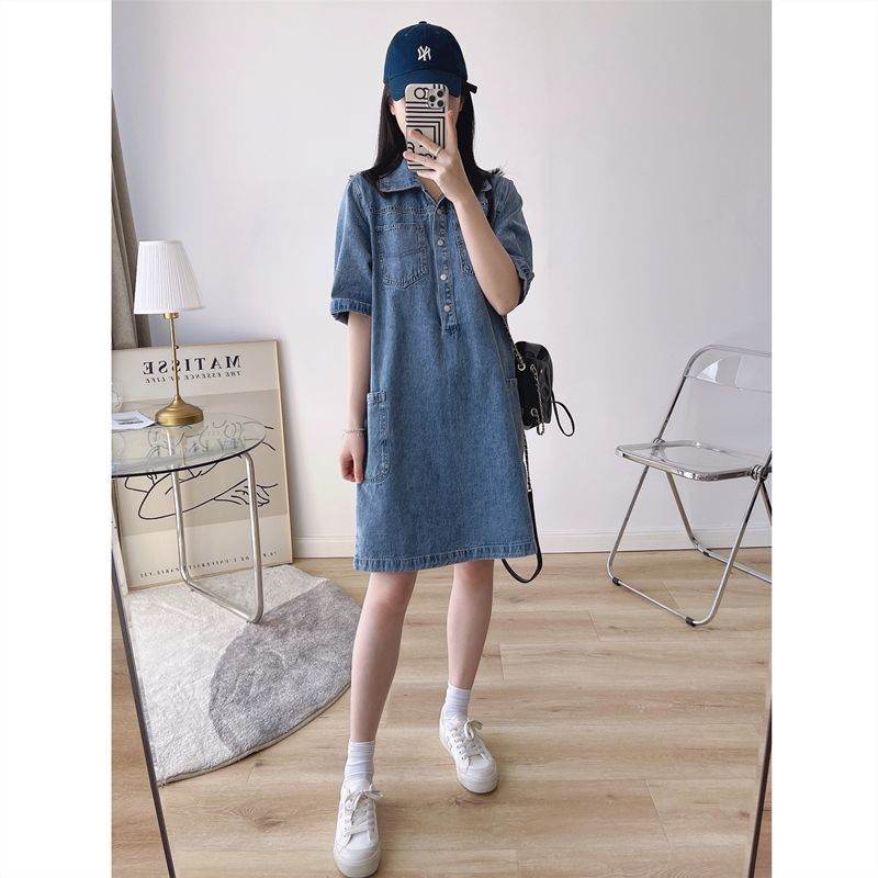 Women's Lapel Breasted Straight-leg Denim Dress - EX-STOCK Canada